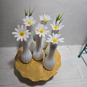 6 White Bud Vases
